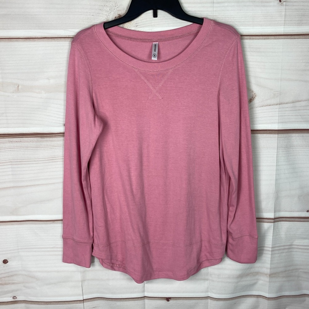 Hiyiyezi Top Womens Small Pink Long Sleeve T-Shirt Scoop Neck Solid Basic